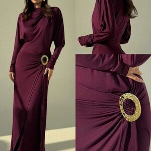 Elegant Purple Long Sleeve Dress